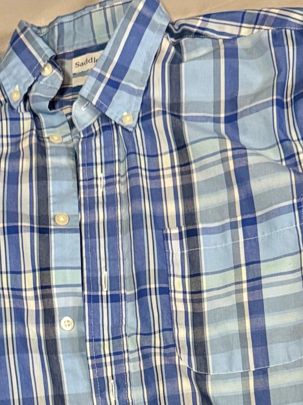 Saddlebreed size medium Blue Plaid Button-Down Shirt for Men